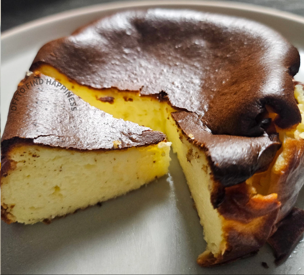 Keto Basque Burnt Cheesecake on a plate